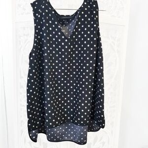 Lane Bryant Black Polka Dot V-Neck Sleeveless Top Sz 26